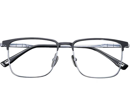 Lunettes rectangulaires en titane argenté #BS1913-0414