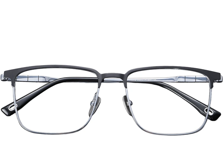 Lunettes rectangulaires en titane argenté #BS1913-0414