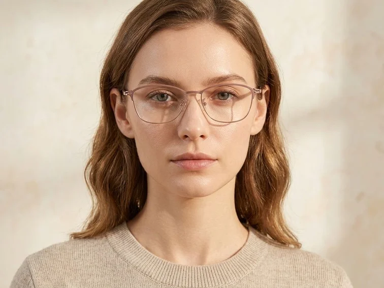 Rectangular Brown Titanium Glasses #BS1913-0415