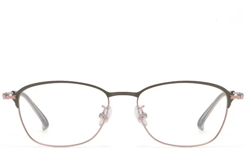 Lunettes rectangulaires en titane vert #BS1913-0416