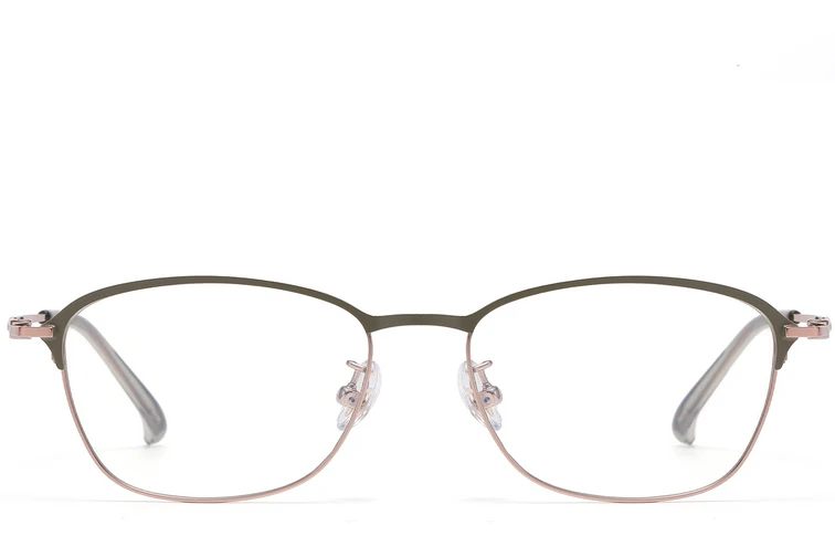 Gafas rectangulares de titanio verde #BS1913-0416