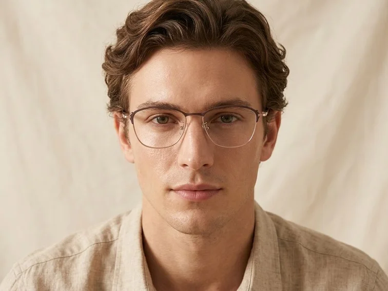 Rectangular Pink Titanium Glasses #BS1913-0417