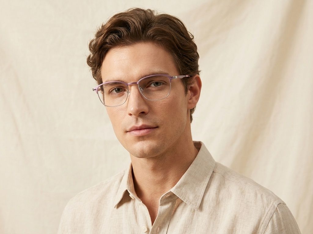 Rectangular Purple Titanium Glasses #BS1913-0418