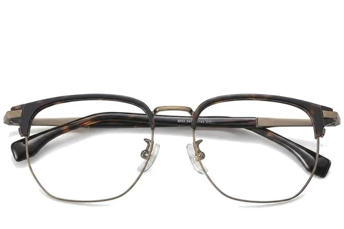 Lunettes géométriques en titane à motif écaille de tortue #BS1913-0419