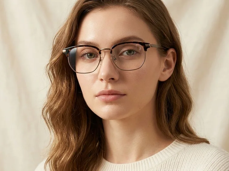 Geometric Tortoiseshell Titanium Glasses #BS1913-0419