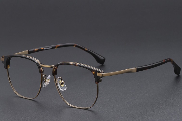 Geometric Tortoiseshell Titanium Glasses #BS1913-0419