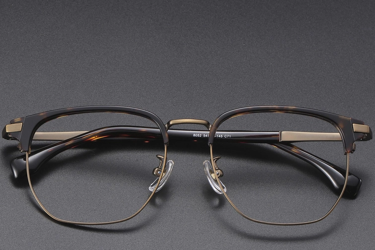 Lunettes géométriques en titane à motif écaille de tortue #BS1913-0419