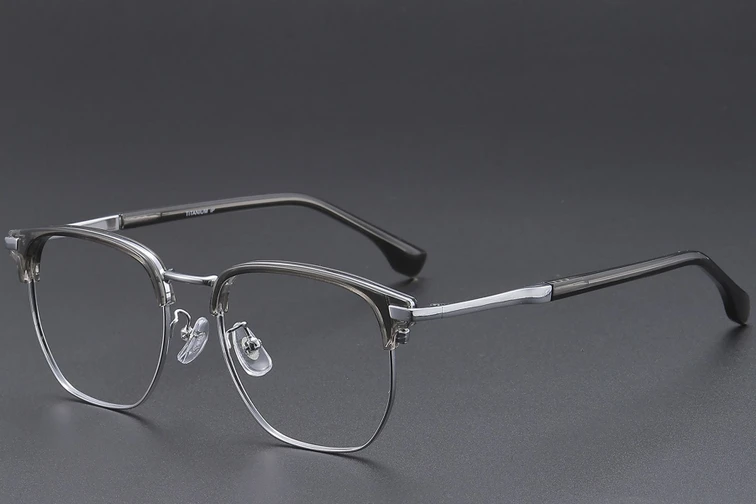 Geometrisch graue Titanbrille #BS1913-0420