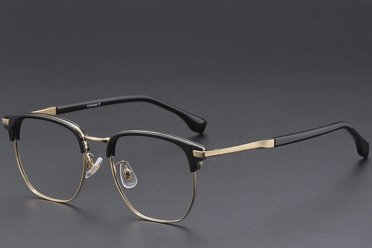 Geometric Black Titanium Glasses #BS1913-0421