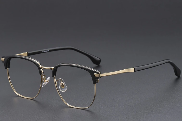 Lunettes géométriques en titane noir #BS1913-0421