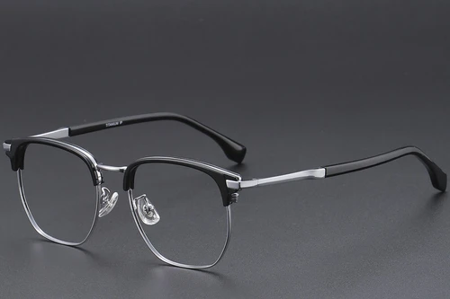 Gafas geométricas de titanio negro #BS1913-0422