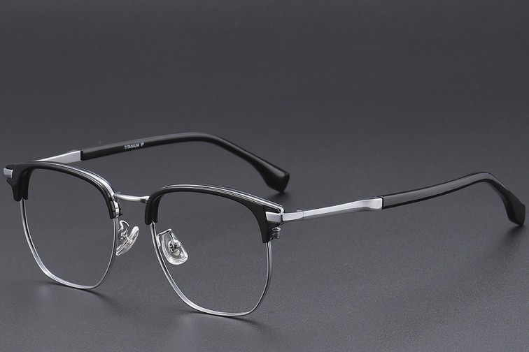 Gafas geométricas de titanio negro #BS1913-0422