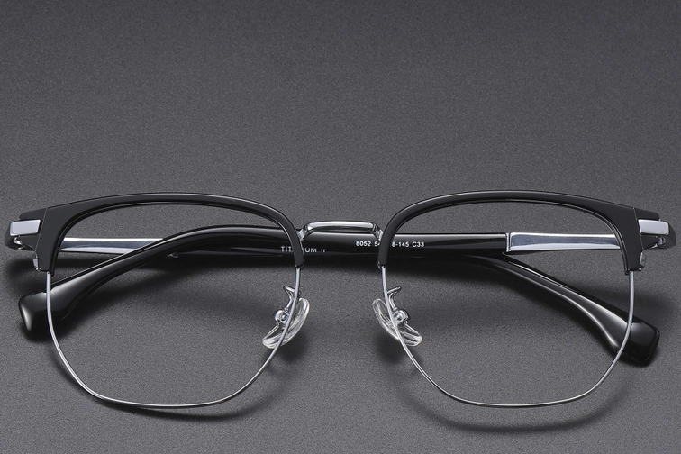 Geometric Black Titanium Glasses #BS1913-0422