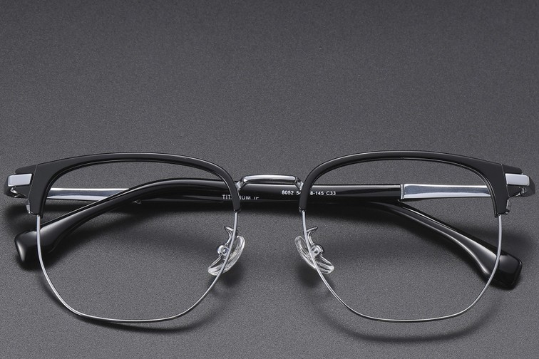 Gafas geométricas de titanio negro #BS1913-0422