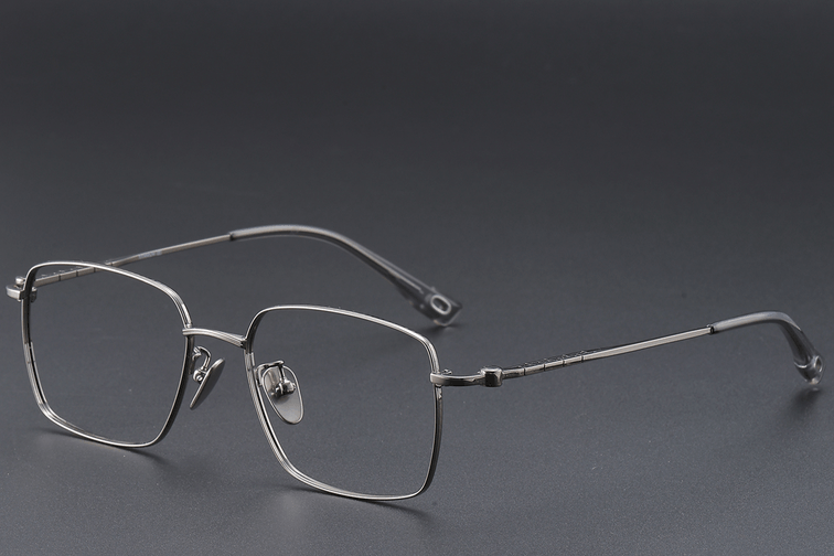 Rectangular Gray Titanium Glasses #BS1913-0423