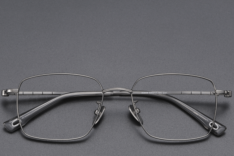 Rectangular Gray Titanium Glasses #BS1913-0423
