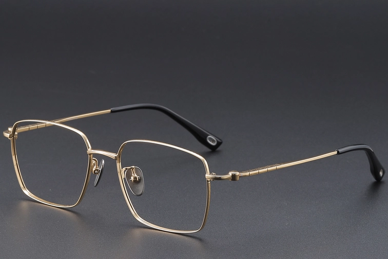 Rectangular Golden Titanium Glasses #BS1913-0424