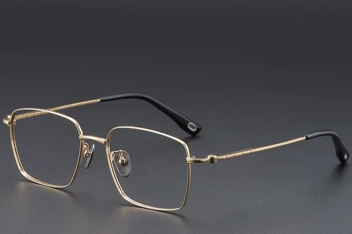 Lunettes rectangulaires en titane doré #BS1913-0424