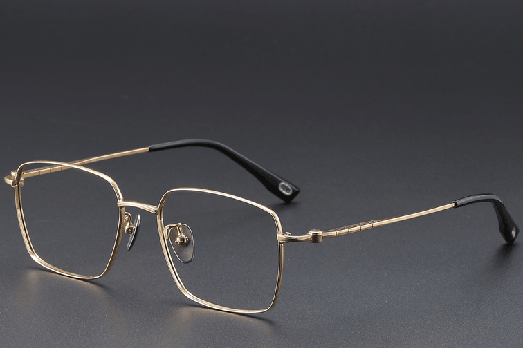 Rechteckige goldene Titanbrille #BS1913-0424