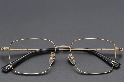 Lunettes rectangulaires en titane doré #BS1913-0424