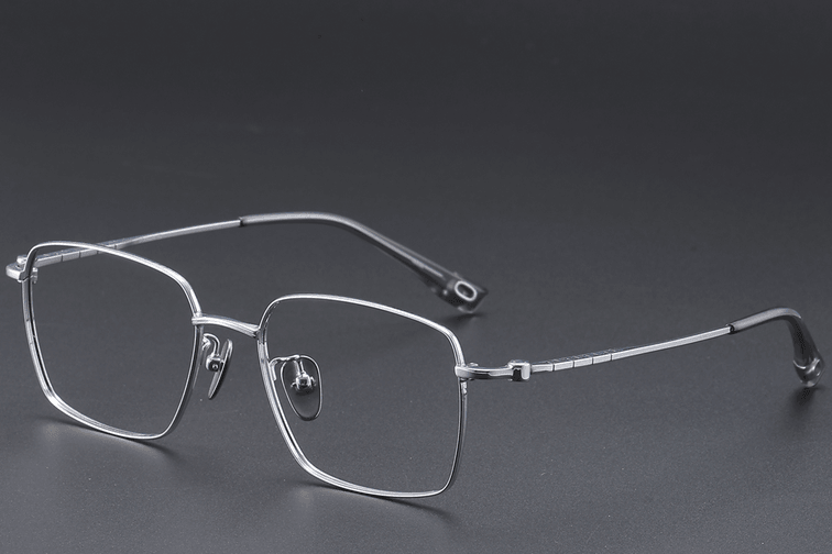 Lunettes rectangulaires en titane argenté #BS1913-0425