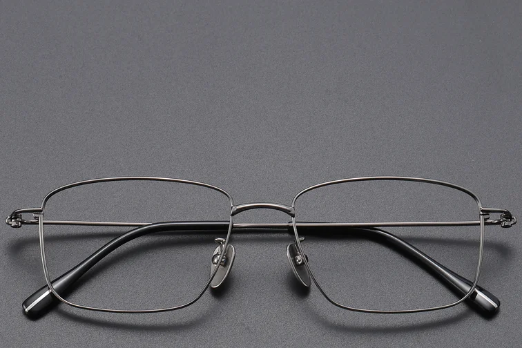 Rectangular Gray Titanium Glasses #BS1913-0427