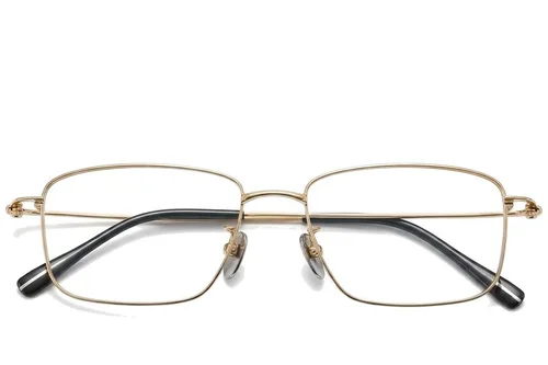 Lunettes rectangulaires en titane doré #BS1913-0428