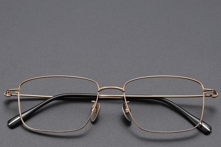 Rectangular Golden Titanium Glasses #BS1913-0428