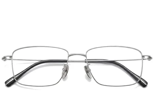 Lunettes rectangulaires en titane argenté #BS1913-0429