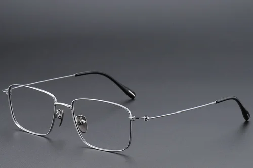 Lunettes rectangulaires en titane argenté #BS1913-0429