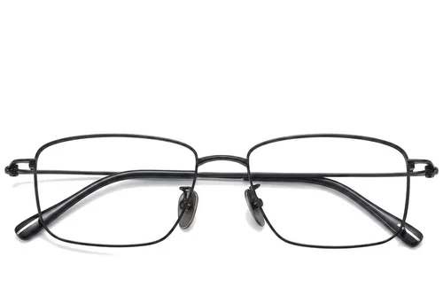 Lunettes rectangulaires en titane noir #BS1913-0430