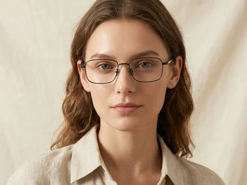 Lunettes rectangulaires en titane noir #BS1913-0430