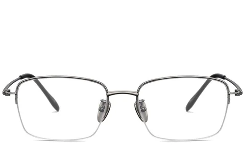 Lunettes semi-cerclées en titane gris #BS1913-0431