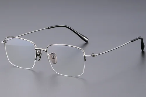 Lunettes semi-cerclées en titane gris #BS1913-0431