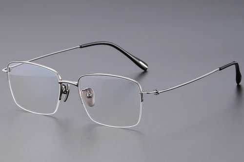 Semi-rimless Gray Titanium Glasses #BS1913-0431