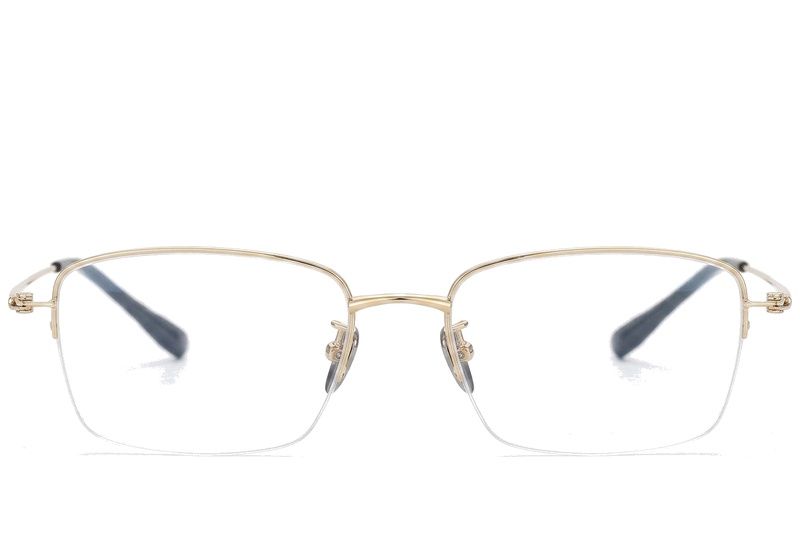 Semi-rimless Golden Titanium Glasses #BS1913-0432