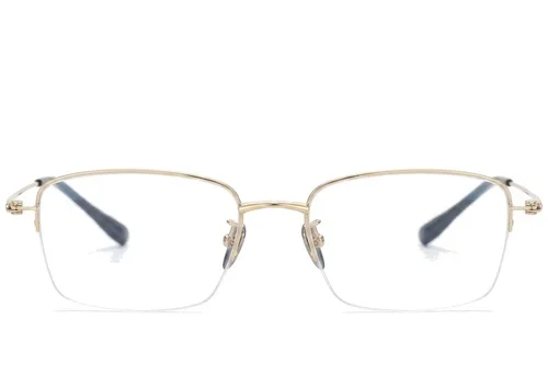 Lunettes semi-cerclées en titane doré #BS1913-0432