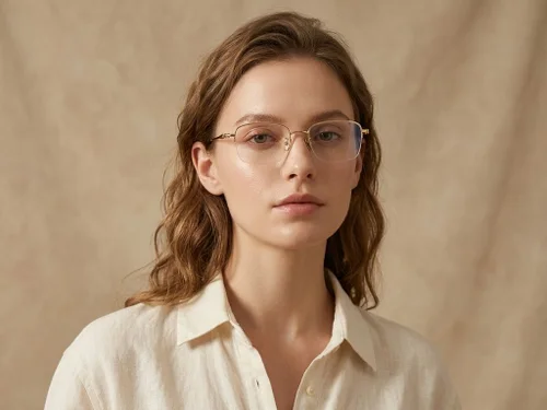Lunettes semi-cerclées en titane doré #BS1913-0432