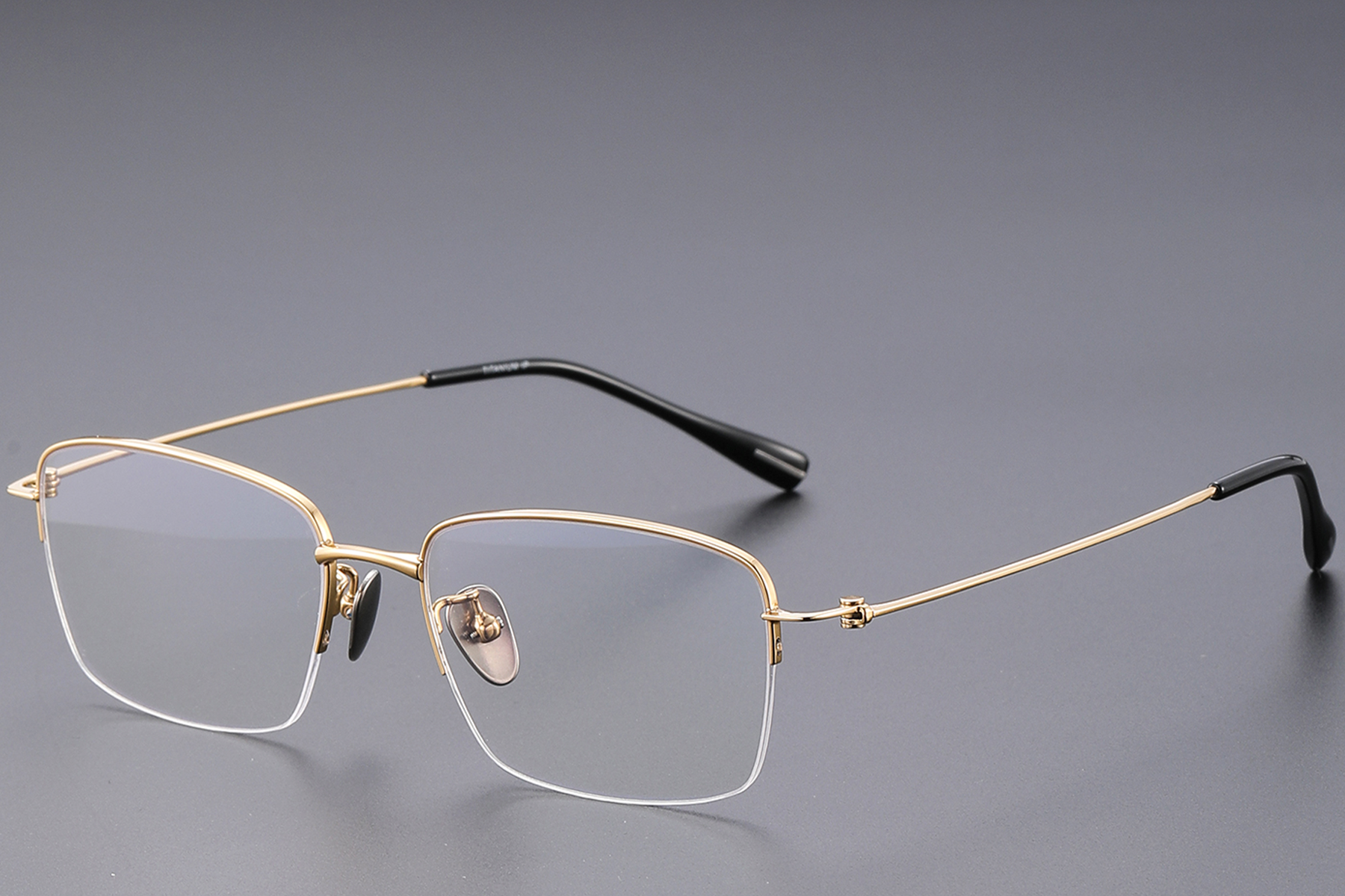 Semi-rimless Golden Titanium Glasses #BS1913-0432