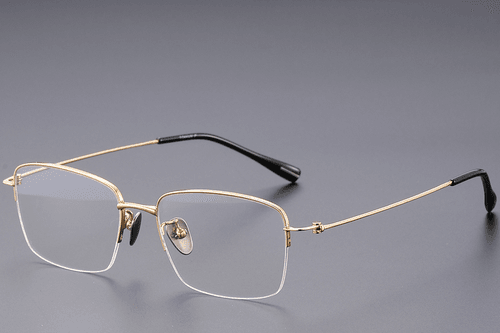 Lunettes semi-cerclées en titane doré #BS1913-0432