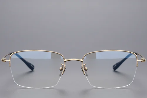 Lunettes semi-cerclées en titane doré #BS1913-0432