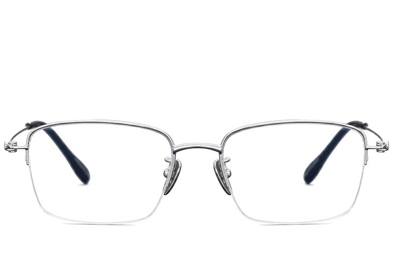 Semi-rimless Silver Titanium Glasses #BS1913-0433