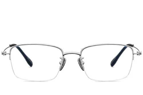 Lunettes semi-cerclées en titane argenté #BS1913-0433