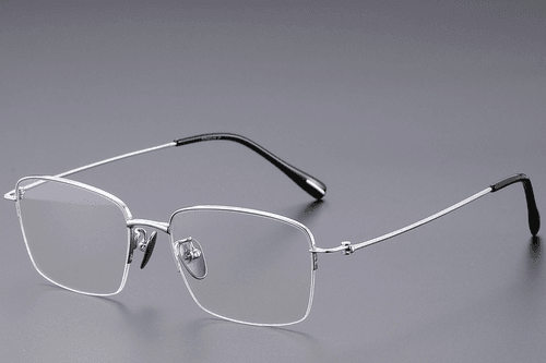 Lunettes semi-cerclées en titane argenté #BS1913-0433