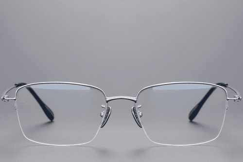 Lunettes semi-cerclées en titane argenté #BS1913-0433