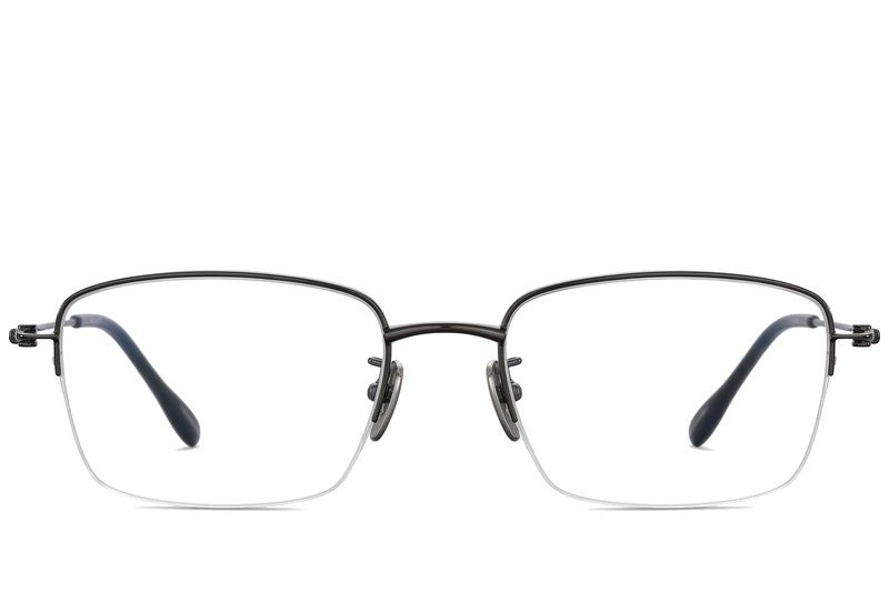 Lunettes semi-cerclées en titane noir #BS1913-0434