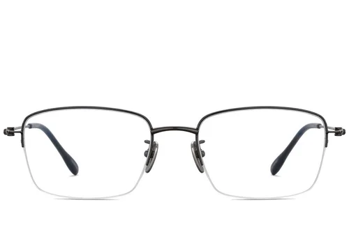Lunettes semi-cerclées en titane noir #BS1913-0434