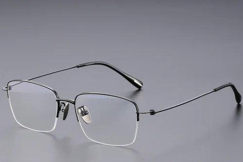Lunettes semi-cerclées en titane noir #BS1913-0434