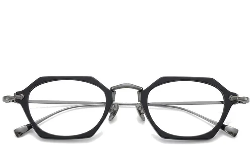 Lunettes géométriques en titane noir #BS1913-0435