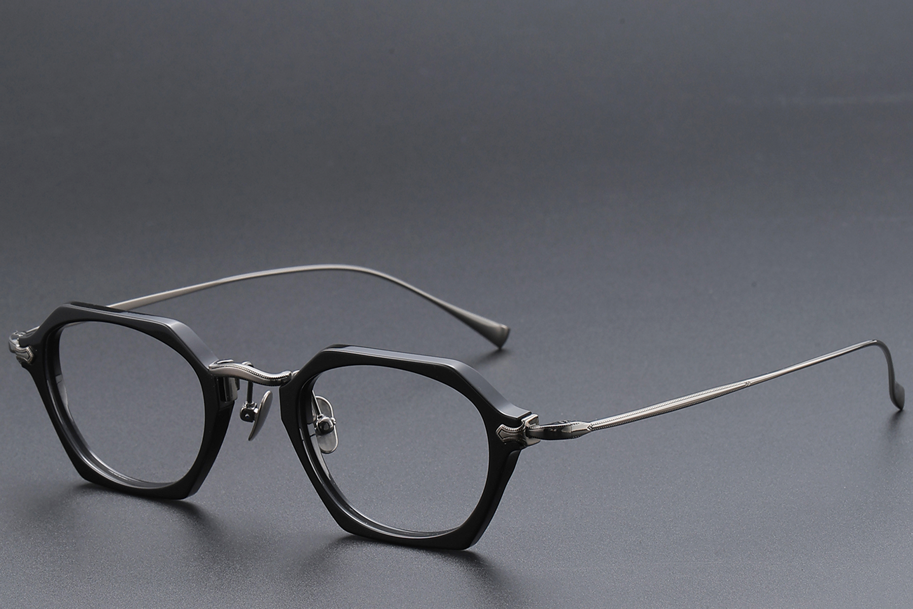 Geometric Black Titanium Glasses #BS1913-0435